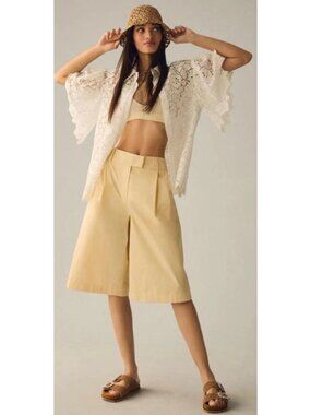 Anthropologie Esquise Pleated Culotte Bermuda Shorts Size M NWT